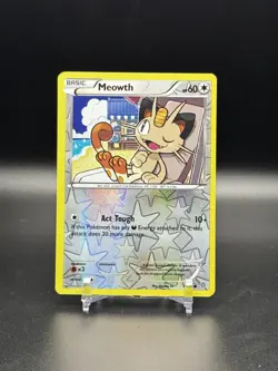 2015 POKEMON XY ANCIENT ORIGINS #61 MEOWTH COMMON REVERSE HOLO - NM - Image 1