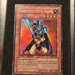 MISPRINT YUGIOH OBNOXIOUS CELTIC GUARD CT1-EN006 ULTRA/SECRET LIMITED EDITION LP - Image 1