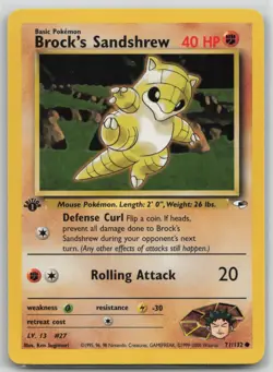 Pokemon Card 1st Edition Brock's Sandshrew (71) Common Gym Heroes 071/132 LP/NM - Image 1