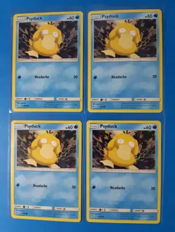4x Psyduck 11/68 Pokemon card SM Hidden Fates common NM - Image 1