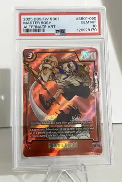 2025 DRAGON BALL SUPER CARD GAME ALTERNATE ART #SB01-050 MASTER ROSHI PSA 10 - Image 1