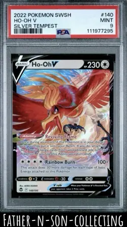 2023 HO-OH V PSA 9 Pokemon Silver Tempest 140/195 SWSH Sword & Shield #140 holo - Image 1