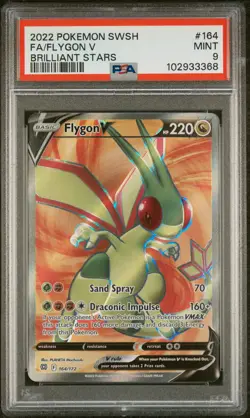 2022 POKEMON SWORD & SHIELD BRILLIANT STARS #164 FULL ART/FLYGON V PSA 9 - Image 1