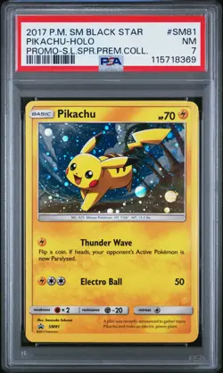 2017 POKEMON SM BLACK STAR PROMO PIKACHU #SM81 PSA 7 NM #115718369 - Image 2