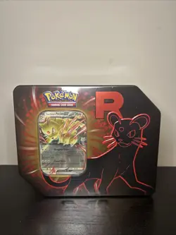 Pokemon TCG Team Rocket Destined Rivals Persian Factory Sealed 5 Booster Tin - Image 1