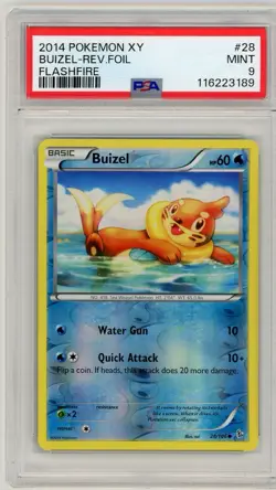2014 Pokemon XY Flashfire Buizel Reverse Holo #28 PSA 9 Mint - Image 1
