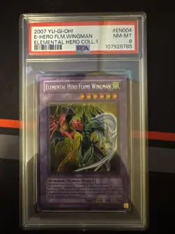 Yugioh PSA 8 Elemental Hero Flame Wingman EHC1-EN004 Secret Rare *LOW POP* - Image 2