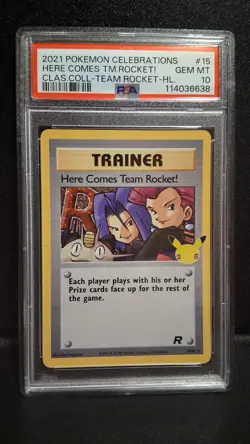 PSA 10 Here Comes Team Rocket! Pokemon Celebrations Classic Collection Card - Image 1