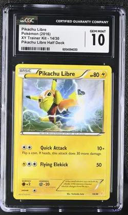 Pikachu Libre 14/30 Non-Holo XY Trainer Kit Pokemon Card | CGC 10 Gem Mint - Image 1