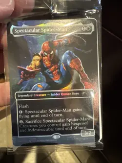 Magic the Gathering Spectacular Spider-Man Battle Damaged Card - Image 1