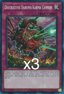 3x Yugioh Destructive Daruma Karma Cannon RA04-EN103 Super Rare 1st Edition NM - Image 1