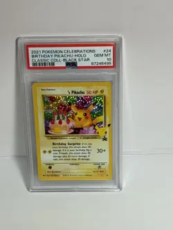 Pokemon Pikachu 2021 Birthday Celebrations #24 Black Star PSA 10 Gem Mint Holo - Image 1