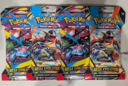 Pokemon Mega Evolution Sleeved Booster Packs Factory Sealed 4 Packs - Image 1