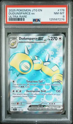 2025 POKEMON JTG EN-JOURNEY TOGETHER ULTRA RARE #178 DUDUNSPARCE EX PSA 8 - Image 1