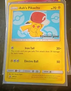 👀🔥2017 Pokemon Ash's Pikachu "I Choose You!". SM 113 - Pac 2 Sleeve - Mint❗ - Image 1