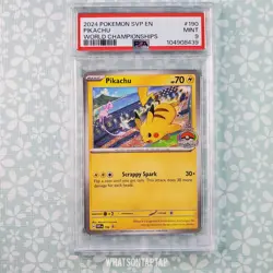 Pokemon Card Pikachu SVP 190 Black Star Promo World Championships 2024 PSA 9 - Image 1
