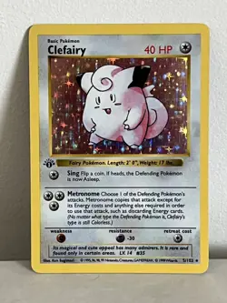 Pokemon Card - 1st Edition Clefairy - Base Set (Shadowless) 5/102 Holo Rare LP - Image 1