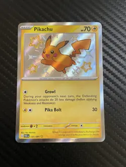 Pokemon TCG Pikachu TCG Holo Shiny Rare Card Paldean Fates 131/091 - Image 1