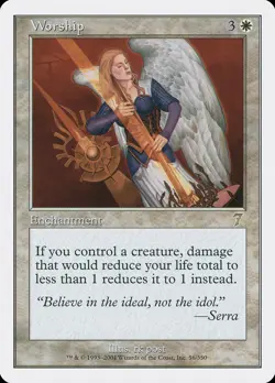 Worship 7th Edition HEAVILY PLD White Rare MAGIC THE GATHERING MTG CARD ABUGames - Image 1