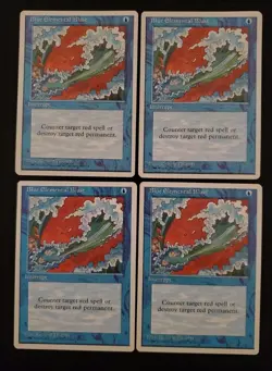 4x MTG Blue Elemental Blast MP Fourth Edition Magic the Gathering PLAYSET - Image 1