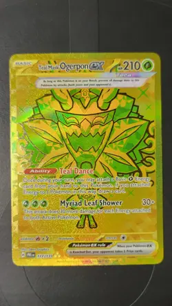 Teal Mask Ogerpon EX Pokemon Prismatic Evolutions Gold Hyper Rare # 177/131 - Image 1