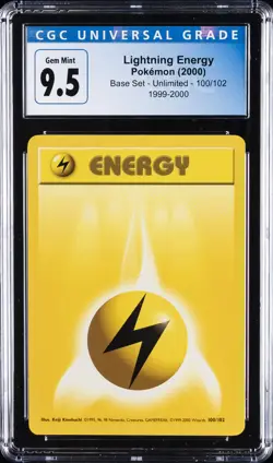 2000 POKEMON BASE SET - UNLIMITED - 1999-2000 #100/102 LIGHTNING ENERGY CGC 9.5 - Image 1
