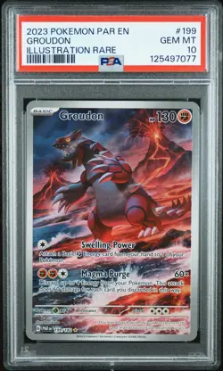 2023 POKEMON PAR EN-PARADOX RIFT ILLUSTRATION RARE #199 GROUDON PSA 10 - Image 1