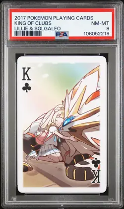 2017 POKEMON PLAYING CARDS LILLIE, GLADION & LUSAMINE KING OF CLUBS PSA 8 - Image 1