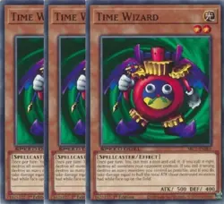 Yugioh - Time Wizard x 3 - 1st Edition - NM - Free Holographic Card - Image 1