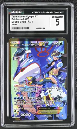 CGC 5 Team Aqua's Kyogre EX 2015 Double Crisis 6/34 Holo Pokemon Card - Image 1