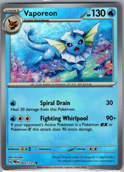 Vaporeon (Poke Ball) 022/131 SV: Prismatic Evolutions - Pokemon Card - NM - Image 1