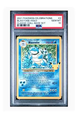 PSA 10 Blastoise #2/102 Classic Collection Celebrations Pokemon Card 2021 - Image 1