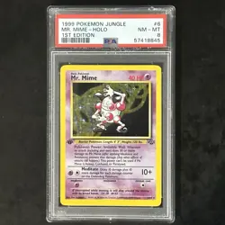 1999 Pokemon Mr. Mime Holo PSA 8 NM/Mint 1st Edition #6/64 Rare Jungle Card - Image 1