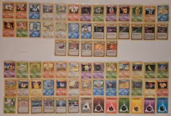 NM/LP Pokemon TCG Base Set Unlimited Complete Uncommon & Common 70 Card Set - Image 1