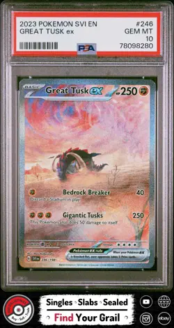 PSA 10 GEM MT Great Tusk Ex SIR #246 2023 Pokemon Scarlet & Violet - Image 1