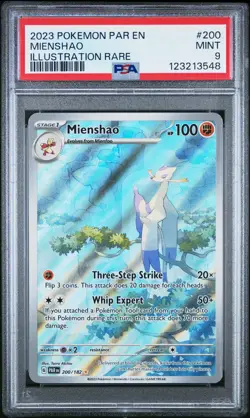 2023 POKEMON PAR EN-PARADOX RIFT ILLUSTRATION RARE #200 MIENSHAO PSA 9 - Image 1