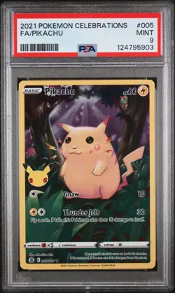2021 Pokemon Pikachu 005/025 Celebrations Holo Full Art PSA 9 MINT (NEW CERT) - Image 1