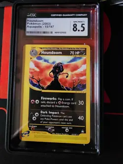 Pokemon Houndoom Aquapolis CGC 8.5 - Non Holo Rare 15/147 w/Bumper Guard - Image 1