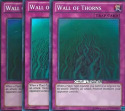 3 X YU-GI-OH WALL OF THORNS PROMO SUPER RARE MINT AP03-EN013 - Image 1