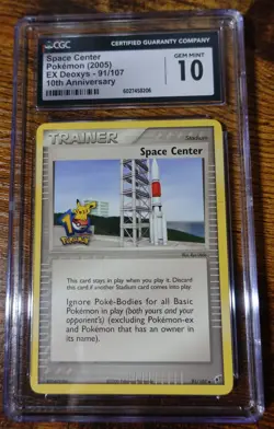 Space Center 91/107 CGC 10 10th Anniversary EX Deoxys Pokemon Card Graded - Image 1