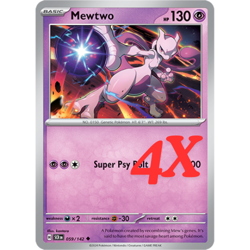 4X Pokemon TCG Mewtwo 059/142 S&V Stellar Crown Regular Card English 2024 NM - Image 1