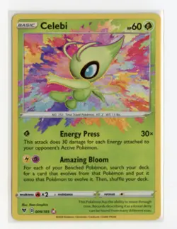 Celebi 009/185 Amazing Rare Holo SWSH04: Vivid Voltage Pokemon TCG - Image 1