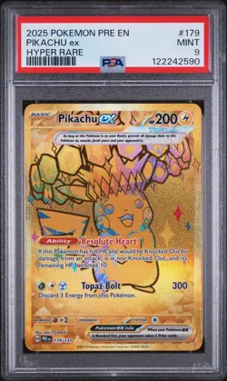 2025 Pokemon Pre En-Prismatic Evolutions 179 Pikachu Ex Hyper Rare - PSA 9 - Image 1