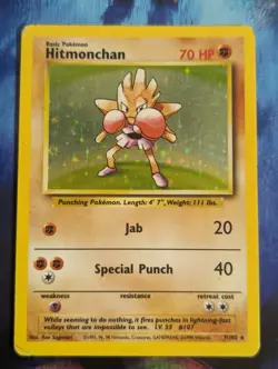 Hitmonchan 7/102 Base Set HOLO Rare Pokemon HP - Image 1