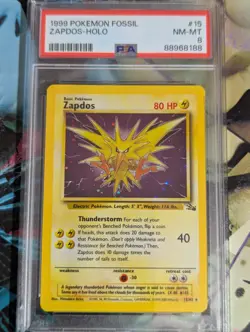 Zapdos 15/62 Fossil 1999-2000 Cosmos Pokemon PSA 8 - Image 1