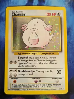 Chansey 3/102 Base Set HOLO Rare Pokemon MP-LP - Image 1