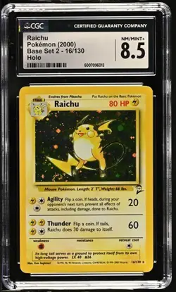 Raichu 16/130 Base Set 2 HOLO Pokemon CGC 8.5 - Image 1