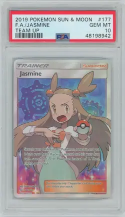 2019 POKEMON SUN & MOON TEAM UP 177 FULL ART/JASMINE PSA 10 - Image 1