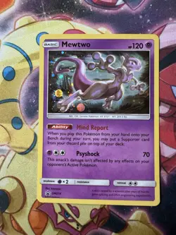 Mewtwo SM214 Sun & Moon Black Star Promo Cosmos Holo Pokemon Card LP - Image 1