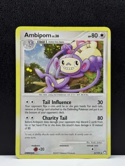 Ambipom 3/123 Mysterious Treasures Holo Rare 2007 Pokemon Card - Image 1
